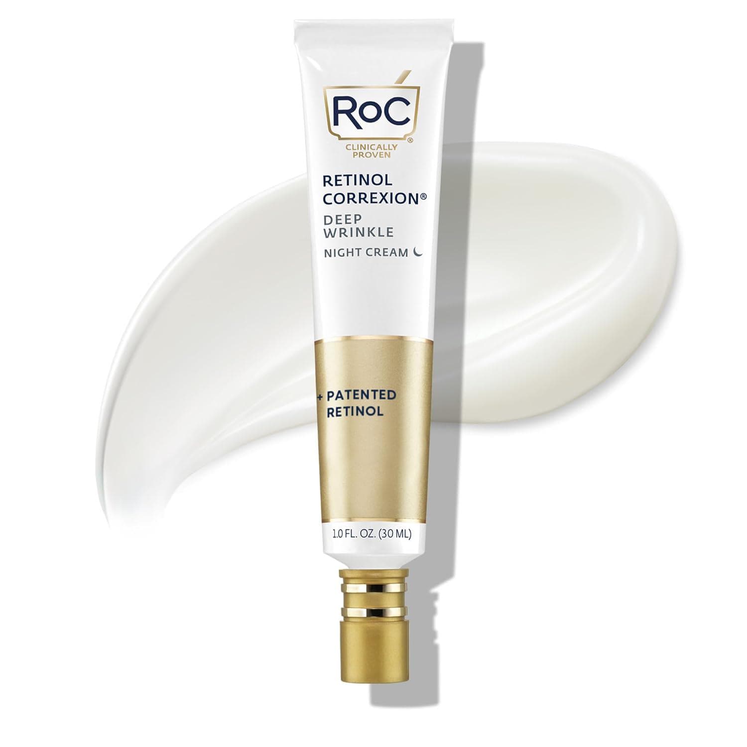 RoC Retinol Correxion Deep Wrinkle Anti-Aging Night Cream, Daily Face Moisturizer with Shea Butter, Glycolic Acid and Squalane, Stocking Stuffers for Men and Women, 1 Ounces (Packaging May Vary)