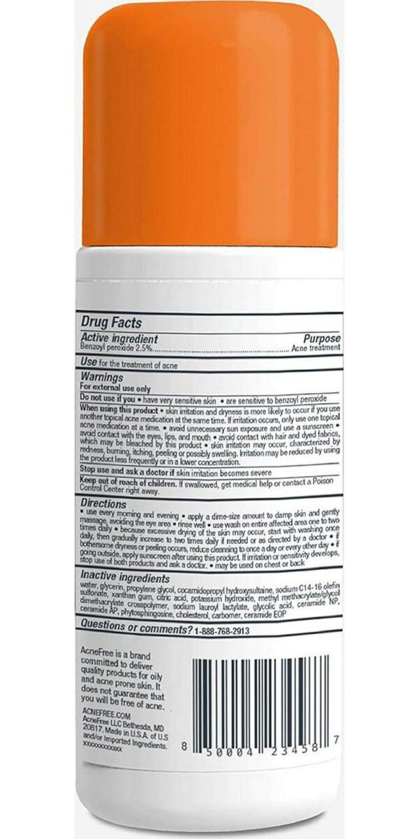 AcneFree Oil-Free Cleanser with Benzoyl Peroxide 2.5% and Glycolic Acid, 8 Fl Oz | Oil-Free, Unscented - Image 4