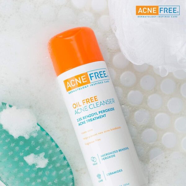 AcneFree Oil-Free Cleanser with Benzoyl Peroxide 2.5% and Glycolic Acid, 8 Fl Oz | Oil-Free, Unscented - Image 6
