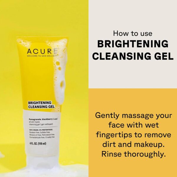 Acure Brightening Cleansing Gel - Vegan Cleanser for Radiant Skin - Pomegranate, Blackberry and Acai Infused - Antioxidant-Rich Gentle Formula for All Skin Types - 4 Fl Oz - Image 5