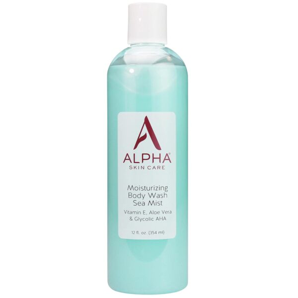 Alpha Skin Care Moisturizing Body Wash | Anti-Aging Formula | Glycolic Alpha Hydroxy Acid (AHA) | Vitamin E and Aloe Vera | Conditions and Soothes | For All Skin Types | 12 Fl Oz