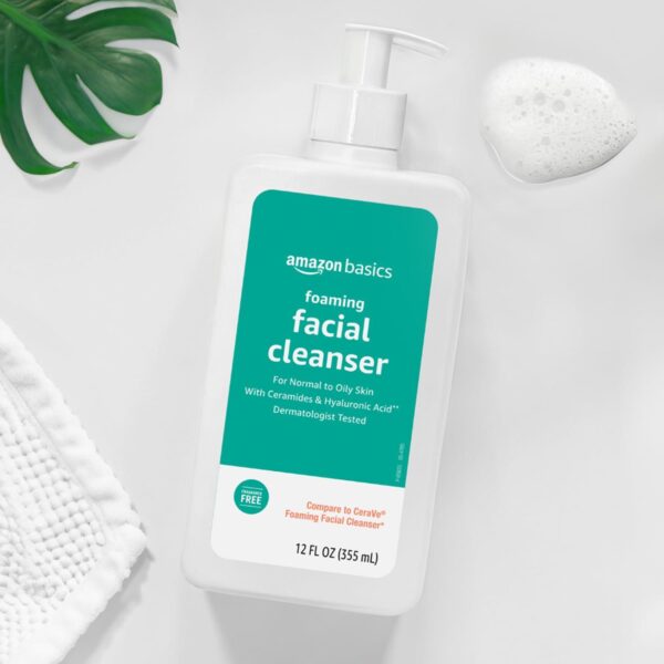 Amazon Basics Foaming Facial Cleanser with Ceramides and Hyaluronic Acid, Fragrance-Free, 12 Fl Oz, Pack of 1 - Image 6