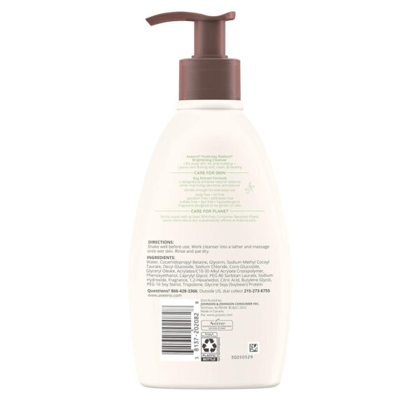 Aveeno Positively Radiant Brightening Facial Cleanser, 11 Fl. Oz (Pack of 1) | Sensitive Skin | Soy Extract - Image 5