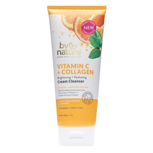 By Nature Vitamin C + Collagen Cream Cleanser, 7oz - Face Wash for Women, Facial Cleanser, Face Cleanser, Facewash Womens, Hydrating Facial Cleanser for Women, Jabon Facial Wash, Jabn Para La Cara