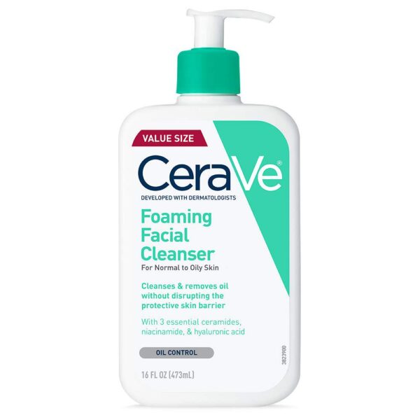 CeraVe Foaming Facial Cleanser Daily Face Wash, 16 Fluid Ounce (Pack of 1) | Oily Skin | Fragrance Free