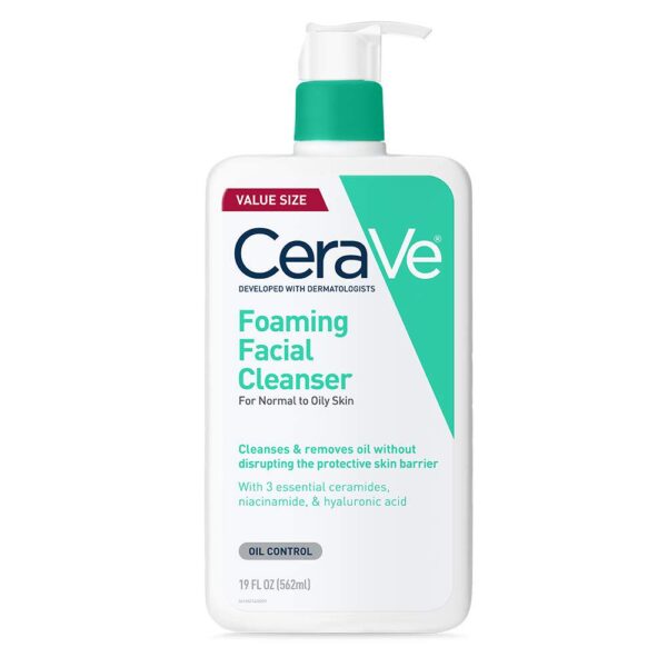 CeraVe Foaming Facial Cleanser Daily Face Wash, 19 Fluid Ounce (Pack of 1) | Oily Skin