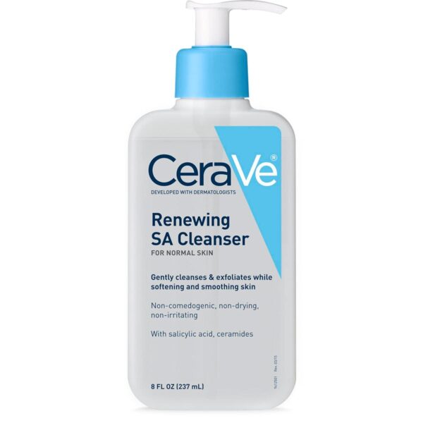 CeraVe SA Cleanser | Salicylic Acid Cleanser with Hyaluronic Acid, Niacinamide and Ceramides| BHA Exfoliant for Face | Fragrance Free Non-Comedogenic | 8 Ounce