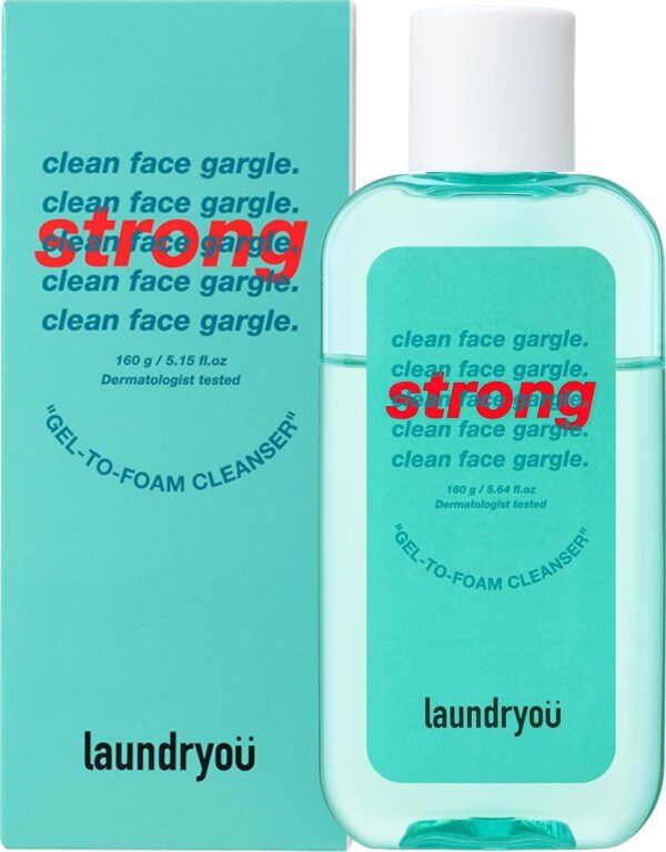 Clean Face Gargle Gel-to-Foam Cleanser Strong - Gentle Pore Refining Cleanser, Non-Comedogenic, Sensitive Skin Tested, Cooling Effect and Improves Pores, 5.4 fl.oz.