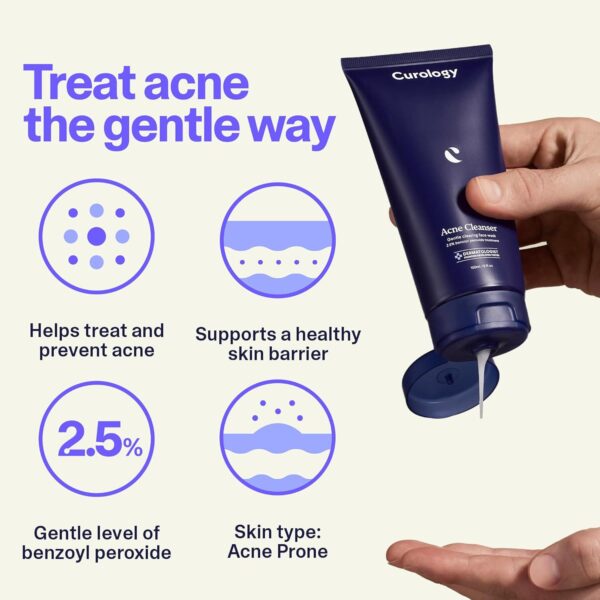 Curology Acne Facial Cleanser Treatment, 2.5% Benzoyl Peroxide Face Wash, For Oily and Acne Prone Skin, Milky Gel Texture, Fragrance Free, 5.07 fl oz - Image 2
