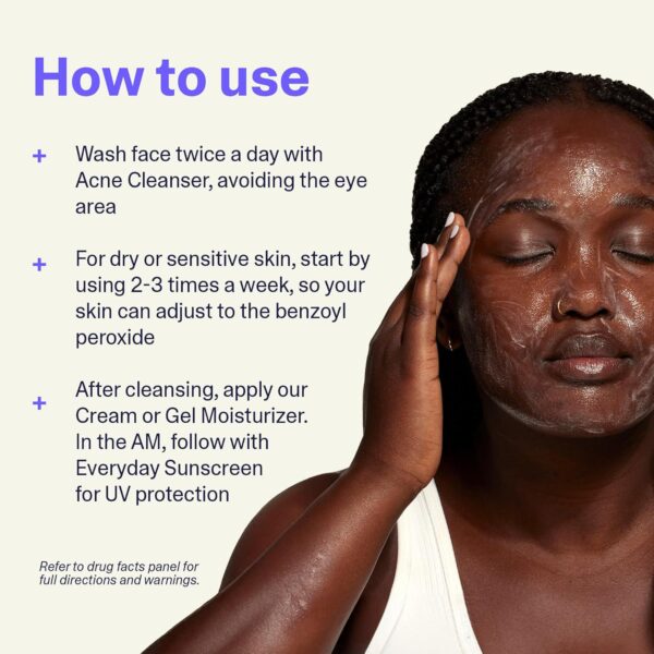 Curology Acne Facial Cleanser Treatment, 2.5% Benzoyl Peroxide Face Wash, For Oily and Acne Prone Skin, Milky Gel Texture, Fragrance Free, 5.07 fl oz - Image 4