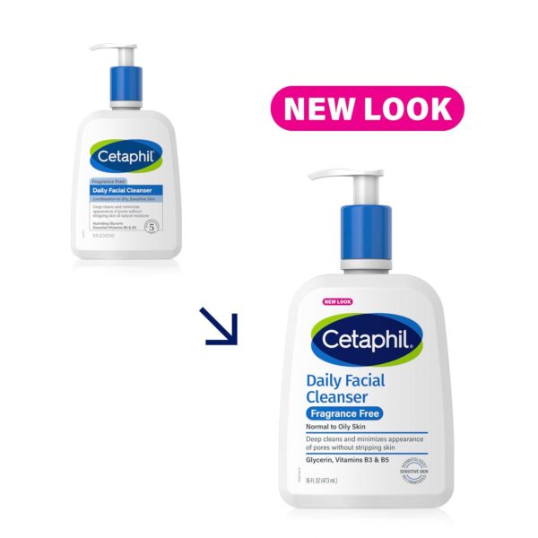 Face Wash by CETAPHIL, Daily Facial Cleanser for Sensitive, Combination to Oily Skin, NEW 16 Oz, Fragrance Free ,Gentle Foaming, Soap Free, Hypoallergenic - Image 3
