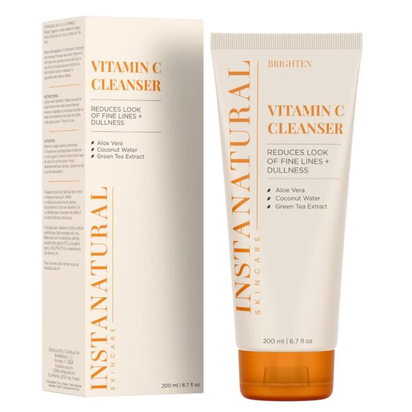 InstaNatural Vitamin C Facial Cleanser, 6.7 fl oz (Pack of 1) | Coconut Water, Aloe Vera