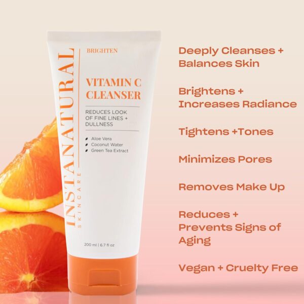 InstaNatural Vitamin C Facial Cleanser, 6.7 fl oz (Pack of 1) | Coconut Water, Aloe Vera - Image 3