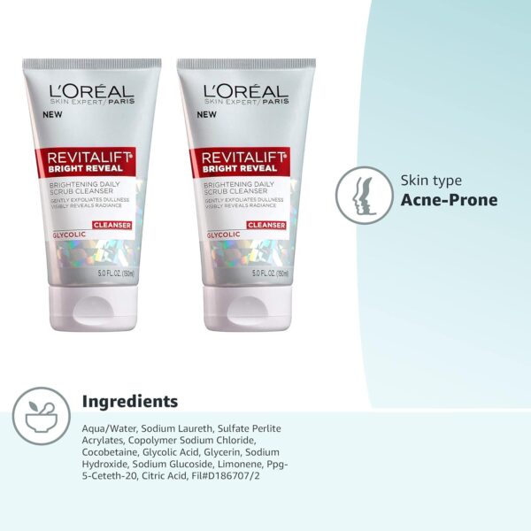 L'Oreal Paris Revitalift Bright Reveal Anti-Aging Facial Cleanser with Glycolic Acid 5 fl. oz (Pack of 2) - Image 9