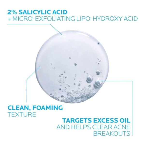 La Roche-Posay Effaclar Medicated Gel Cleanser | 2% Salicylic Acid Cleanser + LHA + Glycerin | Foaming Acne Face Wash | Helps Clear and Prevent Acne Breakouts | Oil Free Acne Wash | Targets Excess Oil - Image 3