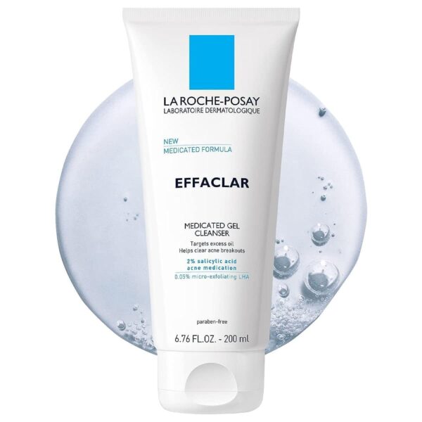 La Roche-Posay Effaclar Medicated Gel Cleanser | 2% Salicylic Acid Cleanser + LHA + Glycerin | Foaming Acne Face Wash | Helps Clear and Prevent Acne Breakouts | Oil Free Acne Wash | Targets Excess Oil