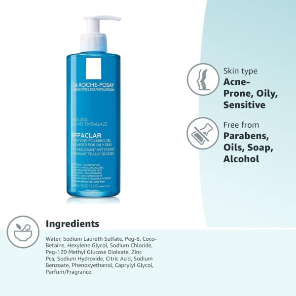 La Roche-Posay Effaclar Purifying Foaming Gel Cleanser for Oily Skin | With Zinc Pidolate To Remove Excess Oil and Shine | Alcohol Free and Oil Free | Face Wash For Oily Skin | Sensitive Skin Tested - Image 11