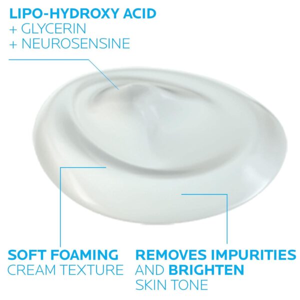 La Roche-Posay Pigmentclar Brightening Face Cleanser, Exfoliating Face Wash with LHAs, Dark Spot Remover and Skin Tone Brightening, Fragrance Free Foaming Cream Cleanser (Pack of 1) - Image 3
