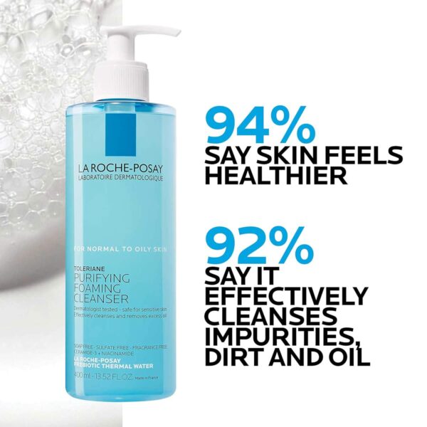 La Roche-Posay Toleriane Purifying Foaming Facial Cleanser, Oil Free Face Wash for Oily Skin and for Sensitive Skin with Niacinamide, Pore Cleanser Won t Dry Out Skin, Unscented - Image 4