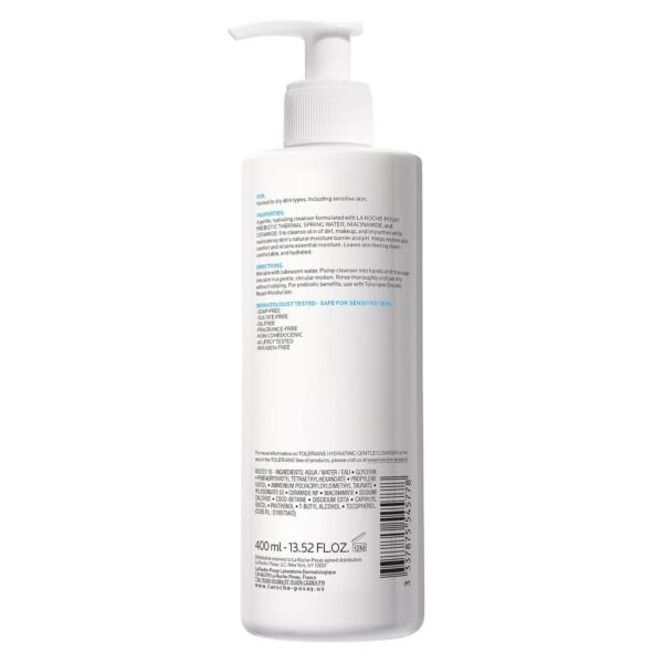 La Roche-Posay Toleriane Hydrating Gentle Face Cleanser | Hydrating Facial Cleanser With Niacinamide + Ceramides | Daily Face Wash For Dry Skin To Normal Skin | Sensitive Skin Tested | Fragrance Free - Image 3