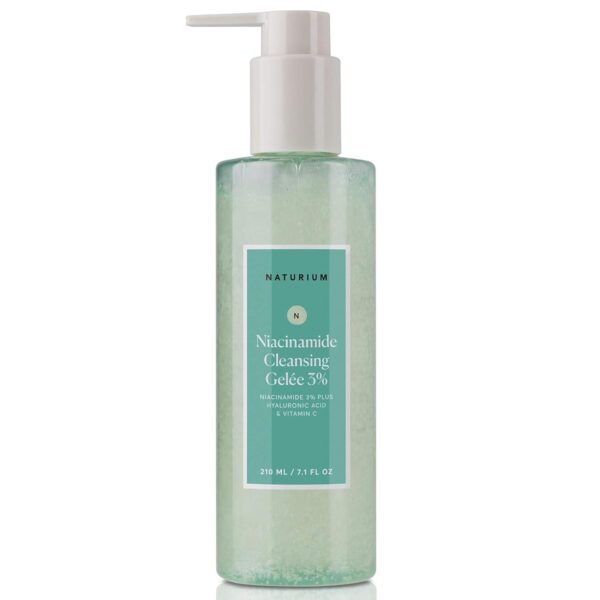 Naturium Niacinamide Cleansing Gelée 3% Plus Hyaluronic Acid and Vitamin C, Gentle and Smoothing Face Wash, 7.1 oz
