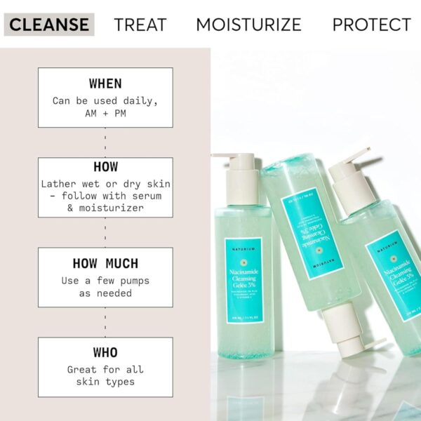Naturium Niacinamide Cleansing Gelée 3% Plus Hyaluronic Acid and Vitamin C, Gentle and Smoothing Face Wash, 7.1 oz - Image 2