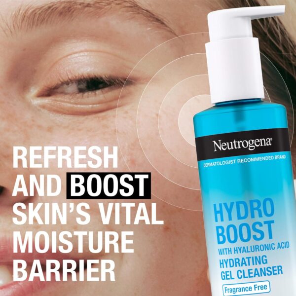 Neutrogena Hydro Boost Fragrance Free Hydrating Gel Facial Cleanser with Hyaluronic Acid, Daily Foaming Face Wash and Makeup Remover, Gentle Face Wash, Non-Comedogenic, 7.8 fl. oz - Image 2