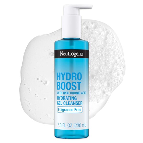Neutrogena Hydro Boost Fragrance Free Hydrating Gel Facial Cleanser with Hyaluronic Acid, Daily Foaming Face Wash and Makeup Remover, Gentle Face Wash, Non-Comedogenic, 7.8 fl. oz