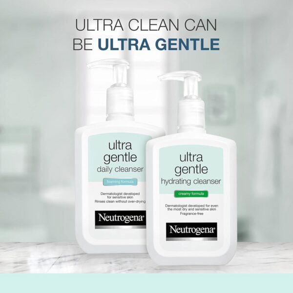 Neutrogena Ultra Gentle Hydrating Facial Cleanser, Non-Foaming Face Wash for Sensitive Skin, Gently Cleanses Face Without Over Drying, Oil-Free, Soap-Free, Fragrance-Free, 12 fl. oz - Image 7