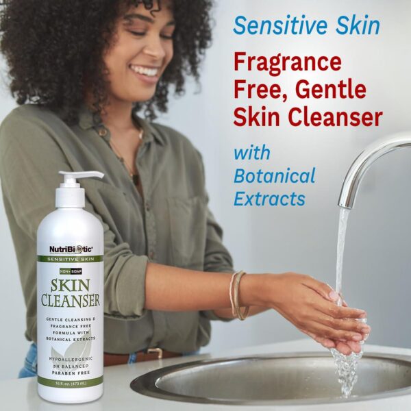 NutriBiotic Sensitive Skin Non-Soap Skin Cleanser, 16 Oz Twin Pack with GSE (Citricidal) | pH Balanced, Hypoallergenic and Biodegradable | Free of Parabens, Sulfates, Dyes, Colorings and Fragrance - Image 2