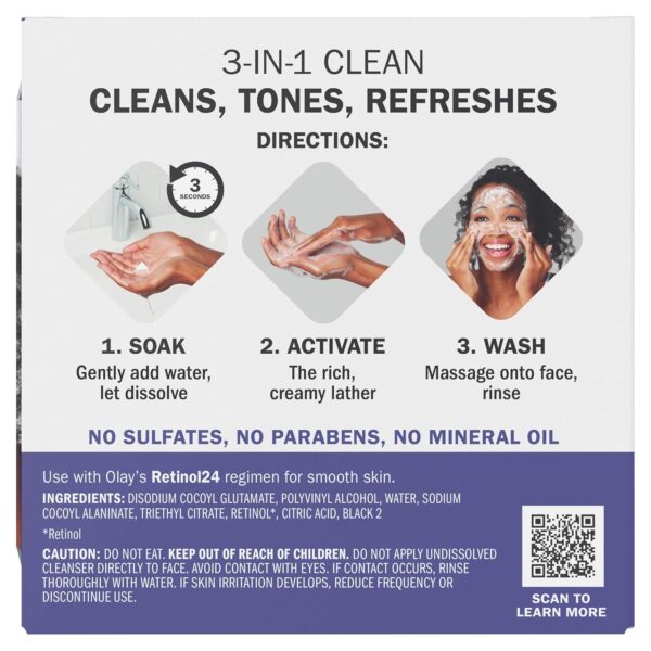 Olay Cleansing Melts + Retinol Face Cleanser, 64 ct. total (2 x 32 ct.), Water-Activated Face Wash to Clean, Tone, and Refresh - Image 11