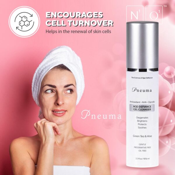 Pneuma Age-Defiance Gel Cleanser with Antioxidant | AHA | Glycolic | Oxygenate, Exfoliate, Protect and Soothes Skin | Gentle Face Cleanser Gel | Green Tea and Aloe - Image 5