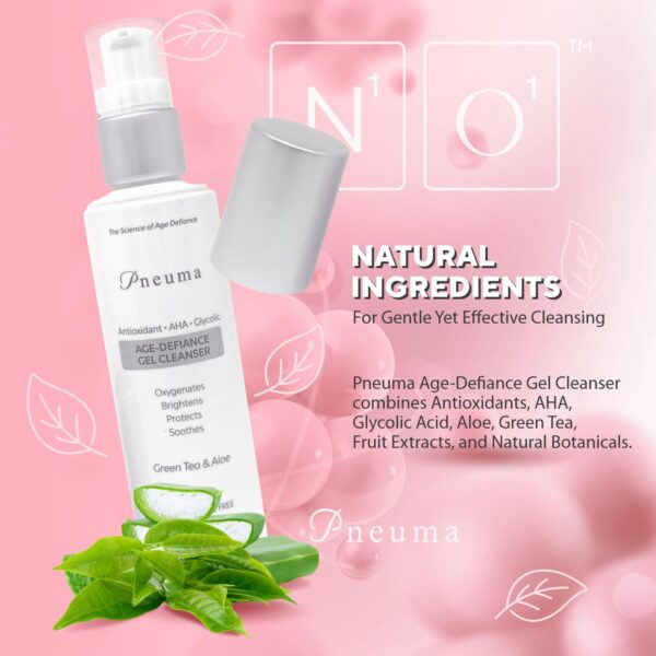 Pneuma Age-Defiance Gel Cleanser with Antioxidant | AHA | Glycolic | Oxygenate, Exfoliate, Protect and Soothes Skin | Gentle Face Cleanser Gel | Green Tea and Aloe - Image 3