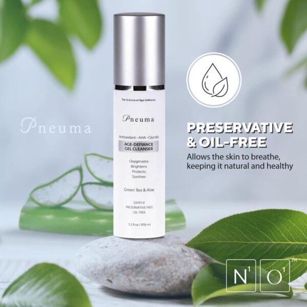 Pneuma Age-Defiance Gel Cleanser with Antioxidant | AHA | Glycolic | Oxygenate, Exfoliate, Protect and Soothes Skin | Gentle Face Cleanser Gel | Green Tea and Aloe - Image 6