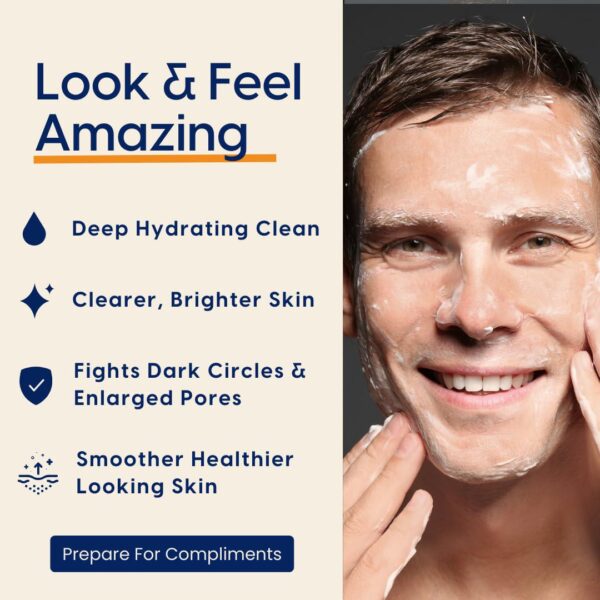 Strive - Deep Hydrating Mens Face Wash - Facial Cleanser, Mens Skin Care, Fragrance Free, Clear Skin, Refreshing with Aloe Vera, Hyaluronic Acid and Niacinamide - For All Skin Types - 200mL - Image 5