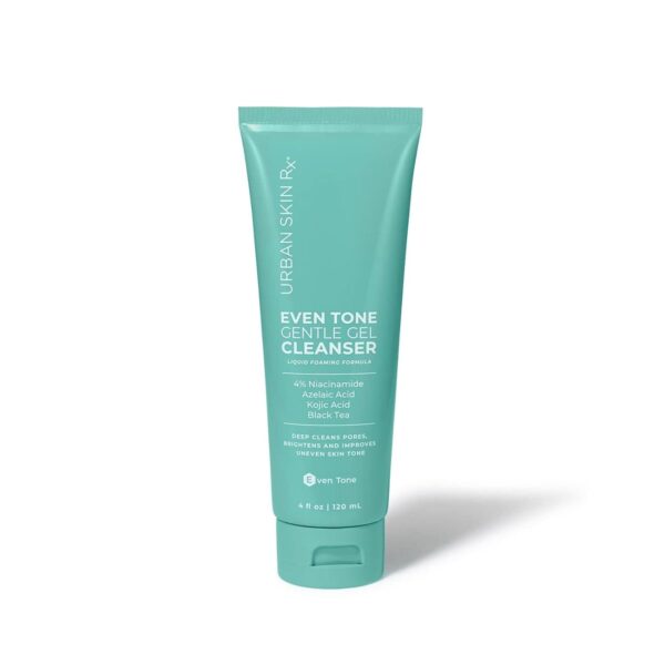 Urban Skin Rx, Even Tone Gentle Gel Cleanser | Improves the Look of Uneven Tone, Brightens and Deep Cleans, Foaming Daily Cleanser with Kojic Acid, Azelaic Acid, Niacinamide, and Black Tea | 4 Fl Oz