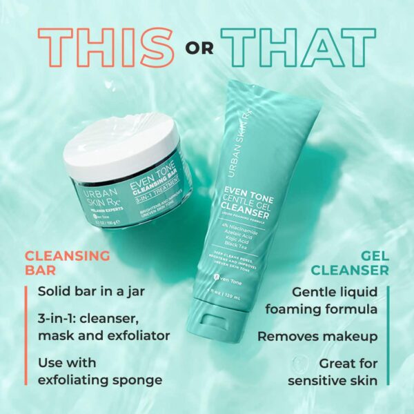 Urban Skin Rx, Even Tone Gentle Gel Cleanser | Improves the Look of Uneven Tone, Brightens and Deep Cleans, Foaming Daily Cleanser with Kojic Acid, Azelaic Acid, Niacinamide, and Black Tea | 4 Fl Oz - Image 6