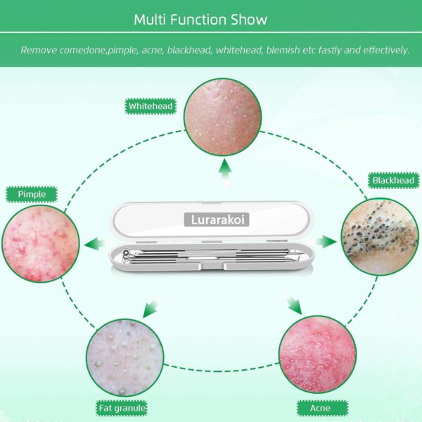 5PCS Blackhead Remover Comedone Extractor, Curved Blackhead Tweezers Kit, Professional Stainless Pimple Acne Blemish Removal Tools Kit - Image 6