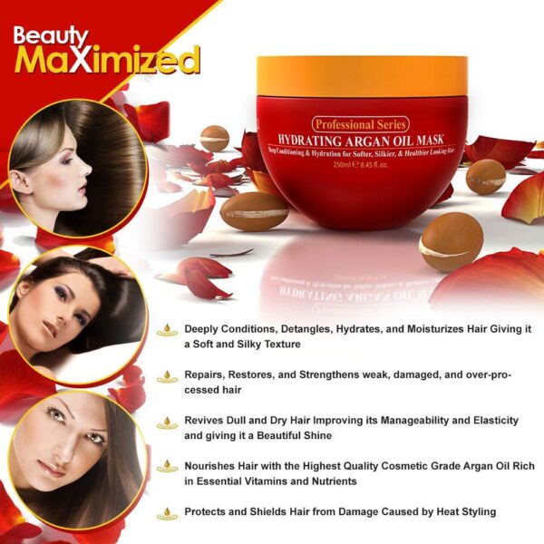 Arvazallia Hydrating Argan Oil Hair Mask and Deep Conditioner for Dry or Damaged Hair - 8.45 Oz - Image 5