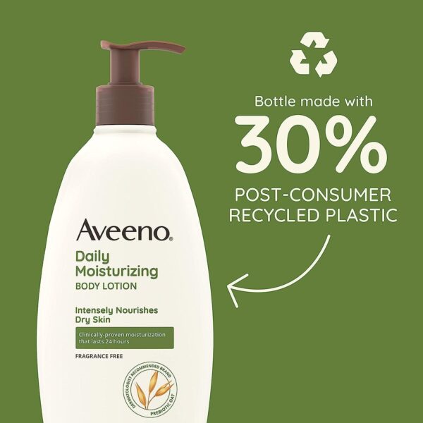 Aveeno Daily Moisturizer, Body Lotion, For Dry Skin, Prebiotic Oat Fragrance Free, 18 fl. oz, Pack of 1 - Image 5