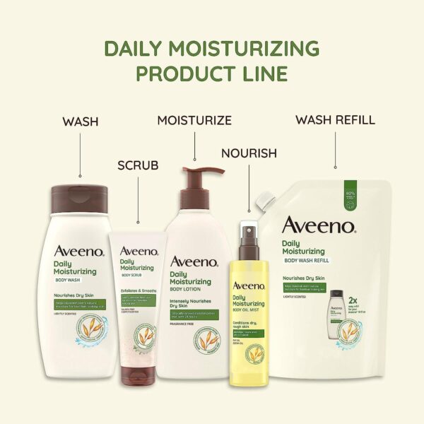 Aveeno Daily Moisturizer, Body Lotion, For Dry Skin, Prebiotic Oat Fragrance Free, 18 fl. oz, Pack of 1 - Image 6