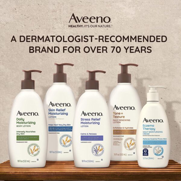 Aveeno Daily Moisturizer, Body Lotion, For Dry Skin, Prebiotic Oat Fragrance Free, 18 fl. oz, Pack of 1 - Image 8