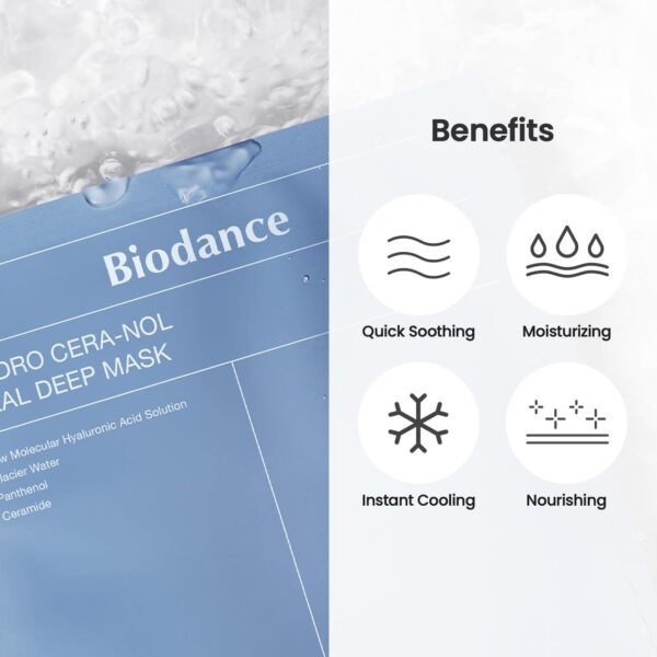 BIODANCE Hydro Cera-nol Real Deep Mask, Overnight Hydrogel Mask, Soothing, Moisturizing, Nourishing, 1.19oz(34g) x 4ea - Image 4