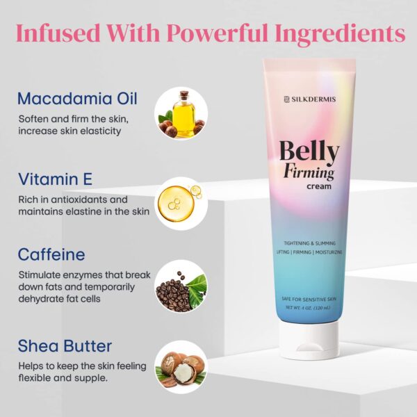 B Flat Belly Firming Cream - Skin Tightening and Cellulite Cream for Stomach, Thighs and Butt, Moisturizing Firming Lotion with Powerful Natural Ingredients , 120 ML - Image 2