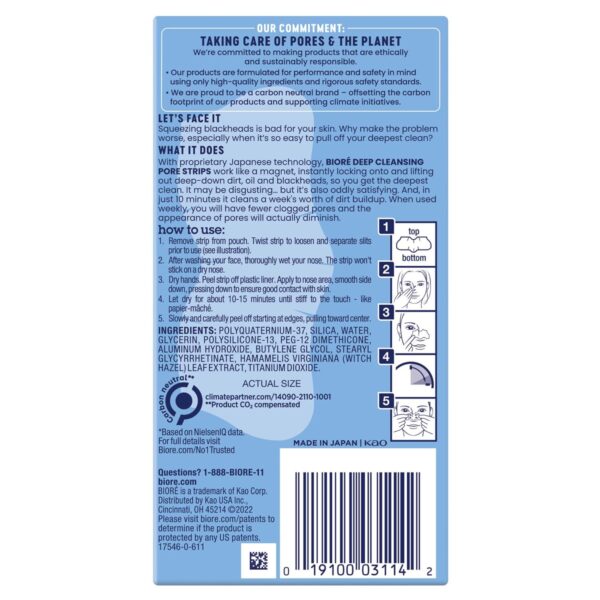 Bioré Original Blackhead Remover Strips, Deep Cleansing Nose Strips With Instant Pore Unclogging, Features C-Bond Technology, Oil-Free, Non-Comedogenic Use, 14 Count - Image 9