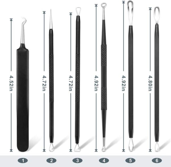 Blackhead Remover Pimple Popper Tool Kit - (6 Piece Kit) - Professional Stainless Pimples Comedone Extractor Removal Tool - Image 3