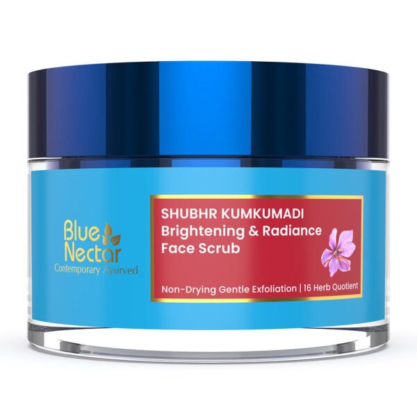 Blue Nectar Tan Removal Cream Scrub for Women and Men | Daily Facial Scrub for Exfoliation | For All Skin Types | Ayurvedic Kumkumadi Oil Face Exfoliator (16 Herbs, 1.7 Fl Oz)