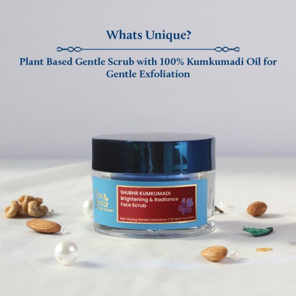 Blue Nectar Tan Removal Cream Scrub for Women and Men | Daily Facial Scrub for Exfoliation | For All Skin Types | Ayurvedic Kumkumadi Oil Face Exfoliator (16 Herbs, 1.7 Fl Oz) - Image 2