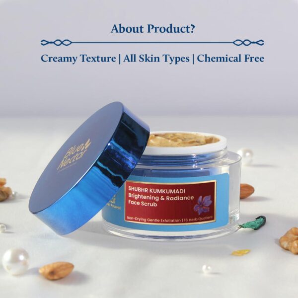 Blue Nectar Tan Removal Cream Scrub for Women and Men | Daily Facial Scrub for Exfoliation | For All Skin Types | Ayurvedic Kumkumadi Oil Face Exfoliator (16 Herbs, 1.7 Fl Oz) - Image 5