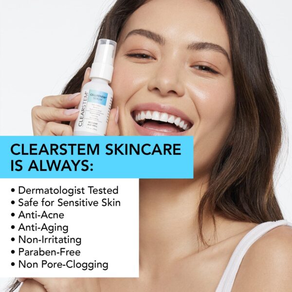 CLEARSTEM - CELLRENEW - Collagen Stem Cell Serum - Acne + Youthful Skin Face Serum - Hyaluronic Acid, Reishi, Aloe Vera - Facial Skin Care Products - Vegan, Gluten Free, Cruelty Free - 1 fl oz / 29ml - Image 5